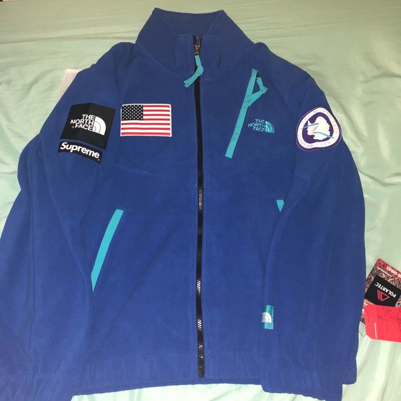 supreme north face blue jacket